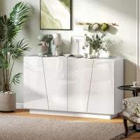 HOMCOM Dulap Multifuncțional din PAL Alb cu 5 Niveluri, Raft Reglabil pe 3 Niveluri, 150x40x88 cm(m-2)