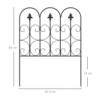 Outsunny Decorative Garden Fencing, 5PCs Outdoor Picket Fence Panels, Rustproof Metal Wire Landscape Flower Bed Border Edging Animal Barrier, Black(m-3)