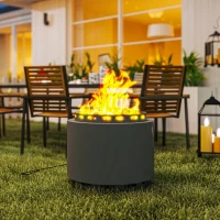 Outsunny Smokeless Fire Pit, 48.5cm Portable Wood Burning Firepit with Poker for Garden Camping Bonfire Party, Metal, Dark Grey(m-8)