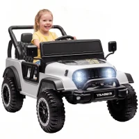 AIYAPLAY Voiture Électrique Enfants 12V, Buggy Électrique Enfants, 2 Moteurs, Télécommande 2,4G, Batterie Lithium, Blanc(m-18)