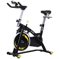 HOMCOM Stationary Exercise Bike, Aerobic Indoor Training,  Upright Cycling Cardio Workout, Home Fitness Racing Machine with 10KG Flywheel, LCD Monitor & Phone Holder, Yellow(m-10)