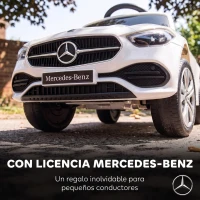 AIYAPLAY Correpasillos Bebés 3 en 1 Mercedes-Benz con Barra de Empuje Capota Barandilla de Seguridad Música 12-36 Meses Blanco(m-5)