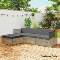 Outsunny 7-Piece Patio Furniture Cushions, Outdoor Loveseat Cushion with Removable Covers for Rattan Furniture, 60x60 cm, Dark Grey(m-9)