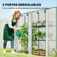 Outsunny Serre de Jardin avec étagères 3 niveaux, Petite Serre en Bâche PVC et Châssis Acier, 2 Portes Roulantes, Transparent(m-5)