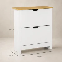 HOMCOM Zapatero de Entrada Recibidor con Cajones Abatibles y Estantes Ajustables para 12 Pares de Zapatos 72x26x80 cm Blanco(m-3)