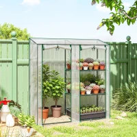 Outsunny Seră Verticală cu 2 Secțiuni și 3 Rafturi, din Plastic și Oțel, 143x45x151 cm, Verde Închis și Transparent(m-10)