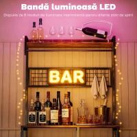 HOMCOM Scaffale Bucătărie Con Prize E Led, Struttura In Oțel, Marrone Rustic(m-5)