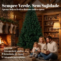 HOMCOM Árvore de Natal Abeto 230 cm com Ramos Articulados, 1300 Pontas em PVC Ignífugo, Montagem Rápida, Base em Aço, Verde(m-4)