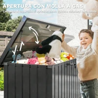 Outsunny Baule da Esterno da 400L in Acciaio Zincato con Serratura e 2 Chiavi 124x66x72 cm, Nero(m-5)