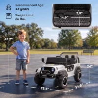 AIYAPLAY Mașină Electrică pentru Copii 12V, Buggy Electric pentru Copii, 2 Motoare, Telecomandă 2,4G, Baterie Litiu, Alb(m-3)