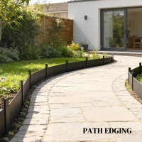 Outsunny 5pcs Garden Fence, Metal Picket Fence Panels, 102x20cm, Black(m-8)