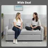HOMCOM Three-Way Two-Seater Sofa Bed - Light Grey(m-7)