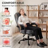 HOMCOM Executive Home Office Chair Reclining Function Footrest Computer Desk Chair High Back, Grey(m-4)