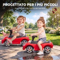 AIYAPLAY Auto Cavalcabile per Bambini 18-36 Mesi Porsce con Clacson, Fari, Suoni, Volante e Seduta, Rosso(m-6)