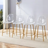 Lot de 4 tabourets de bar transparents, design moderne au look aérien, 51x45x102 cm, Doré(m-1)