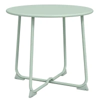 Outsunny Table basse extérieure pour 2 personnes, table de jardin ronde base en X avec structure métal, Ø 50 x 45,5 cm vert clair(m-1)