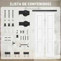 HOMCOM Puerta Corredera Plegable con Herrajes 91,4x213,4 cm con Rodillo Riel de Acero Guía de Suelo Manija Blanco(m-8)