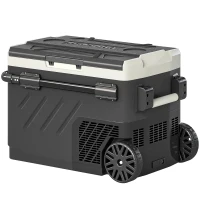 Outsunny 40L Compressor Car Fridge Freezer, Dual Zone Camping Refrigerator with App Control, Telescopic Handle, -20℃-20℃(m-12)