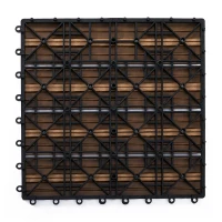 Outsunny Dalles terrasse - caillebotis - Lot de 11 pcs, Surface Max. 1 m² - emboîtables, Installation très Simple, dim. 30 x 30 cm(m-9)