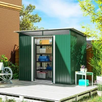 Outsunny 8.5 x 4ft Metal Shed with Lightsky Panels, Garden Storage Tool House with Double Doors for Garden, Patio and Lawn, Green(m-2)