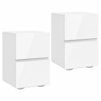 HOMCOM Set di 2 Comodini da Camera da Letto con 2 Cassetti, Capacità 30 kg, 40x40x58 cm, Bianco(m-1)