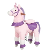 AIYAPLAY Cavallo per Bambini 2+ Anni con 4 Rotelle e Nitriti, Testa Girevole, Design a Pedali, Capacità 60 kg, Rosa(m-10)