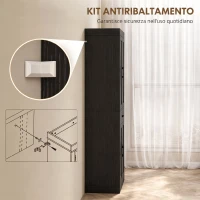 HOMCOM Dispensa Cucina in stile Country con 2 Armadietti, 6 Ripiani e Cassetto, in Legno, 76x39.5x183.5 cm, Nero(m-7)