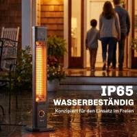 Outsunny Infrarot Heizstrahler 2000W Carbonfaser Standheizstrahler mit Fernbedienung 8 Heizstufen Schutzhülle Timer Kippschutz(m-5)