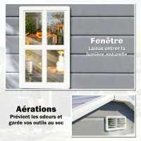 Outsunny Abri de jardin cabanon en résine polypropylène 2,12 m² - 2 portes 1 fenêtre et 1 grille d'aération, toit à pignon, gris(m-6)