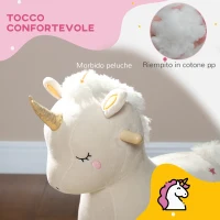AIYAPLAY Cavallo a Dondolo per Bambini 2-4 Anni a Unicorno con Suoni e Rivestimento Morbido, Bianco(m-7)