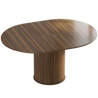 HOMCOM Tavolo da Pranzo Allungabile per 6-8 Persone, 110-150 cm, Tavolo da Cucina Ovale con Piedistallo Centrale Rotondo, Noce(m-1)