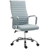 Vinsetto Silla de Escritorio Giratoria con Respaldo Alto Altura Ajustable Función Basculante y Reposabrazos Gris Claro(m-1)