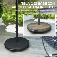 Outsunny Ombrellone Rotondo Inclinabile 3x3 m con Manovella, in Metallo e Poliestere, Grigio Scuro(m-4)