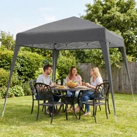 Outsunny Tonnelle de Jardin 3x3m Pop up Tente Pliable Acier Polyester imperméabilisé Anti UV avec Sac de Transport Gris(m-10)