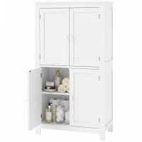 HOMCOM Mobile Bagno con 4 Ante e Ripiani Regolabili, per Lavanderia Salotto Soggiorno Cucina, 60x30x110 cm, Bianco(m-11)