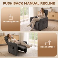 HOMCOM Recliner Armchair, Push Back Recliner Chair with Massage & Heat, Adjustable Armrests, Dual Side Pockets, Dark Grey(m-6)