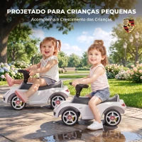 AIYAPLAY Carro sem Pedais para Crianças 18-36 Meses com Licença Porsche, 2 Faróis, Buzina e Som de Arranque, 63x28,5x38 cm, Branco(m-6)