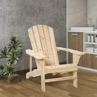 Outsunny Silla de Jardín Adirondack Asiento Extra Ancho Carga 150 kg para Patio Terraza Balcón 78x89x88 cm Natural(m-9)