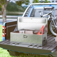 HOMCOM Cutie pentru Scule de 43L din Aluminiu cu Încuietoare, 2 Chei și Mâner Lateral, 76,2x33x24,4 cm, Argintiu(m-2)
