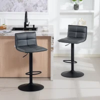 HOMCOM Set of Two Modern Faux Leather Bar Stools - Dark Grey(m-10)