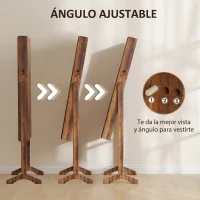 HOMCOM Espejo Joyero con Luces LED Inclinado en 3 Ángulos Cierre Magnético Cerradura con 2 Llaves Marrón Rústico(m-6)