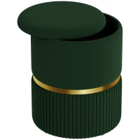 HOMCOM Velvet-Feel Storage Ottoman - Green(m-1)