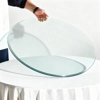Plateau de table rond en verre trempé, ultra résistant, résistant à la chaleur, 76x76x0.72 cm, Transparent(m-4)