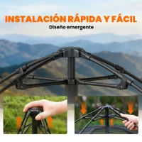 Outsunny Tienda de Campaña Pop-up para 2 Personas Plegable Impermeable 3000 mm con Bolsa de Transporte 235x235x184 cm Caqui(m-5)