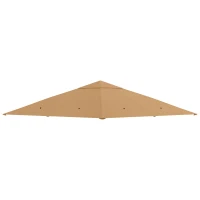 Outsunny 3 x 3 m Gazebo Canopy Replacement Cover, Garden Gazebo Roof Replacement with Drain Holes, TOP COVER ONLY, Beige(m-1)