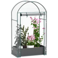Outsunny Seră de perete cu sac pentru plante și intrare rulabilă, din oțel și plastic, 89x50x152 cm, transparentă(m-11)