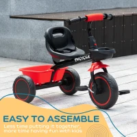 AIYAPLAY Kids Trike for 2-5 Years with Adjustable Seat, Pedal, Baskets, Red(m-6)