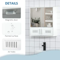 kleankin Modern Bathroom Storage Cabinet, Freestanding Floor Cupboard with Double Doors and Adjustable Shelves for Living Room, Hallway, Kitchen, Entryway, White(m-7)