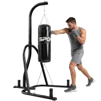 SPORTNOW Stojak na worek wolnostojący uchwyt na worek z linką bungee 360° łańcuch podstawa U uchwyt na talerze stalowy(m-12)