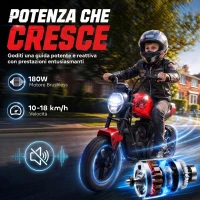 AIYAPLAY Moto da Cross Elettrica per Bambini 24V Motore 180W, 6-12 Anni, Pneumatici 30cm in Gomma, Rossa(m-4)